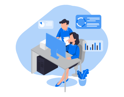 Security analysts collaborating on SIEM analytics for trend identification and risk assessment, bolstering proactive security measures within an organization